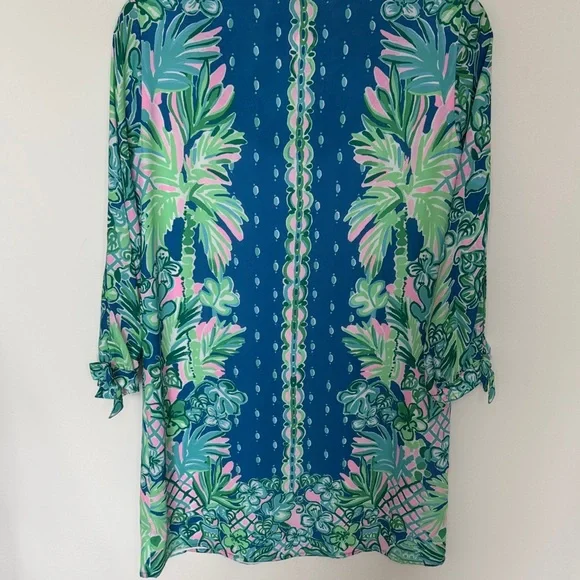 Lilly Pulitzer Blue and Green Tropical Dress, size XS - Picture 7 of 7